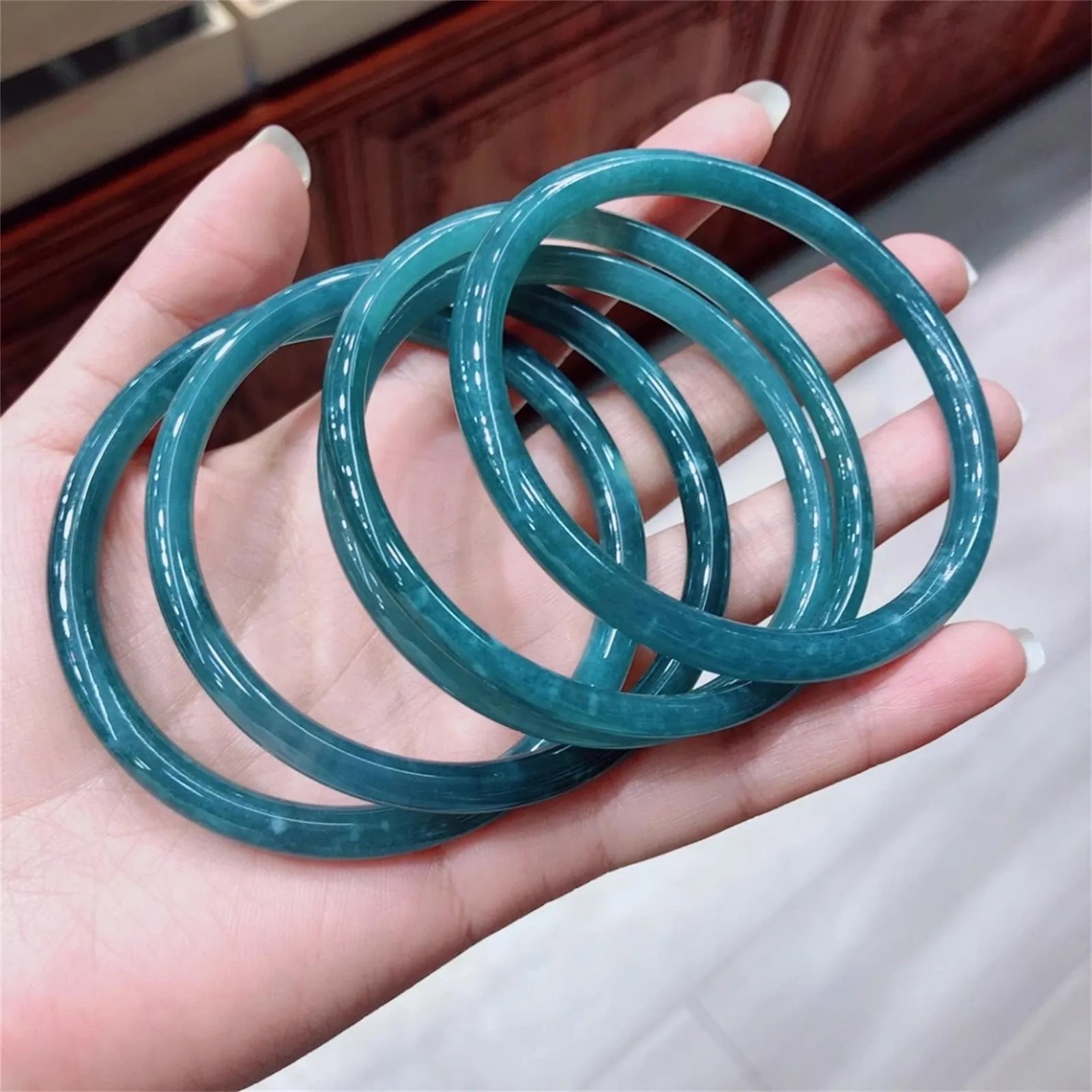 Natural Burmese Jade Blue Water Bangle