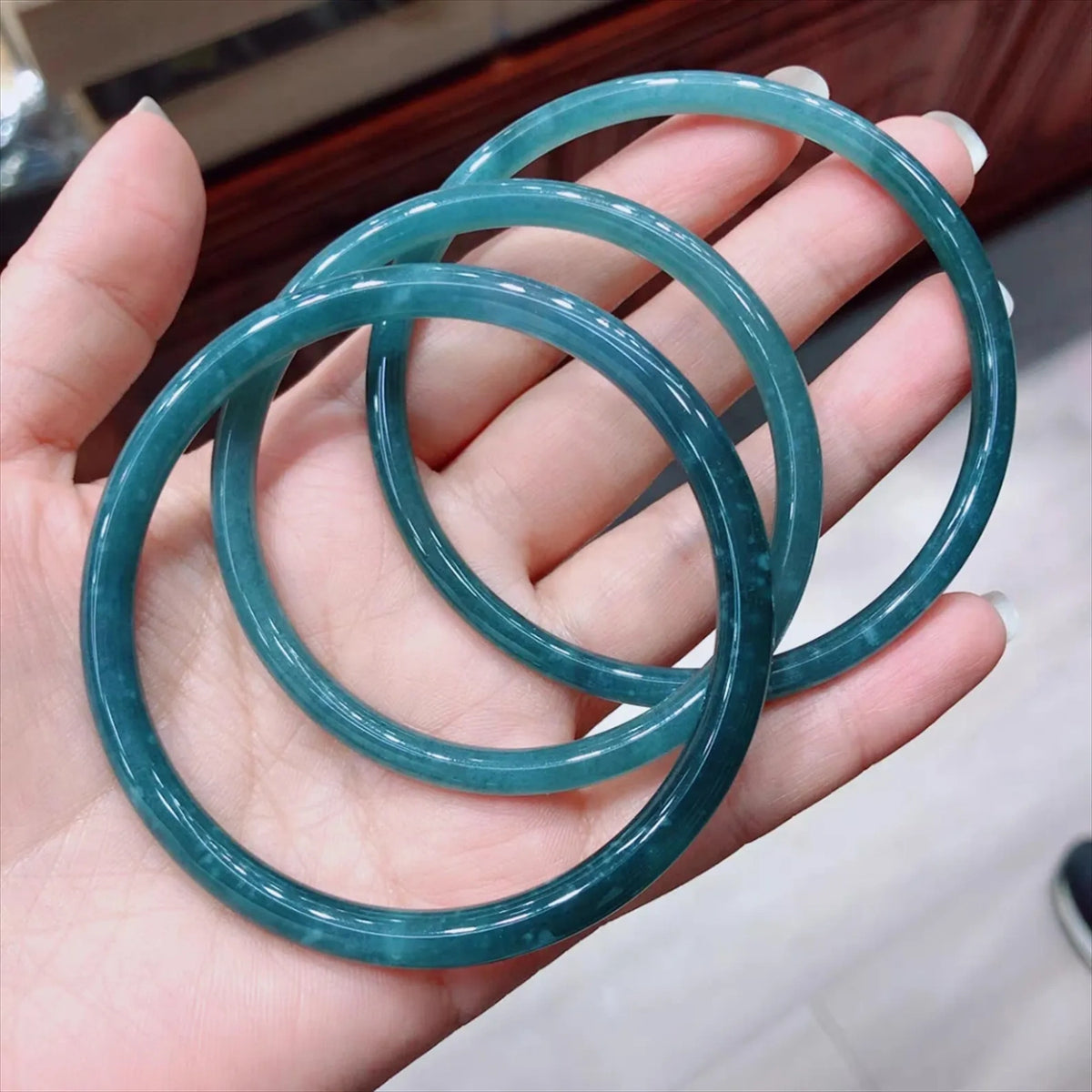 Natural Burmese Jade Blue Water Bangle