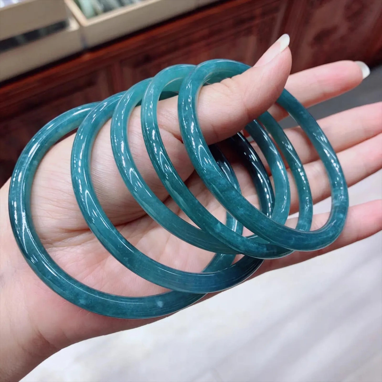 Natural Burmese Jade Blue Water Bangle