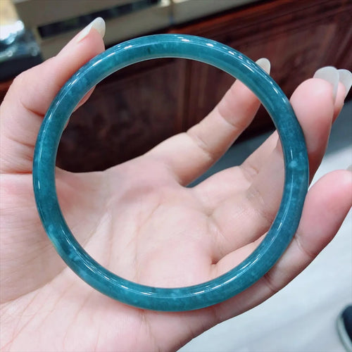 Natural Burmese Jade Blue Water Bangle