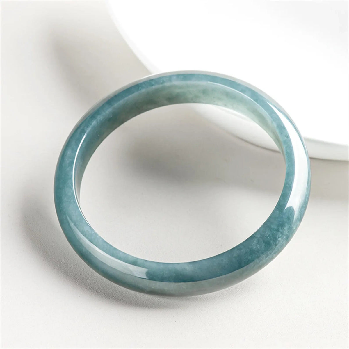 Natural Burmese Jade Blue Thick Bangle