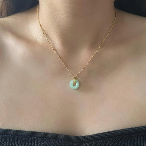 Myanmar Natural A-Grade Jade Pendant -Donut Necklace -Deep Green / Light Green / White (with identification certificate)