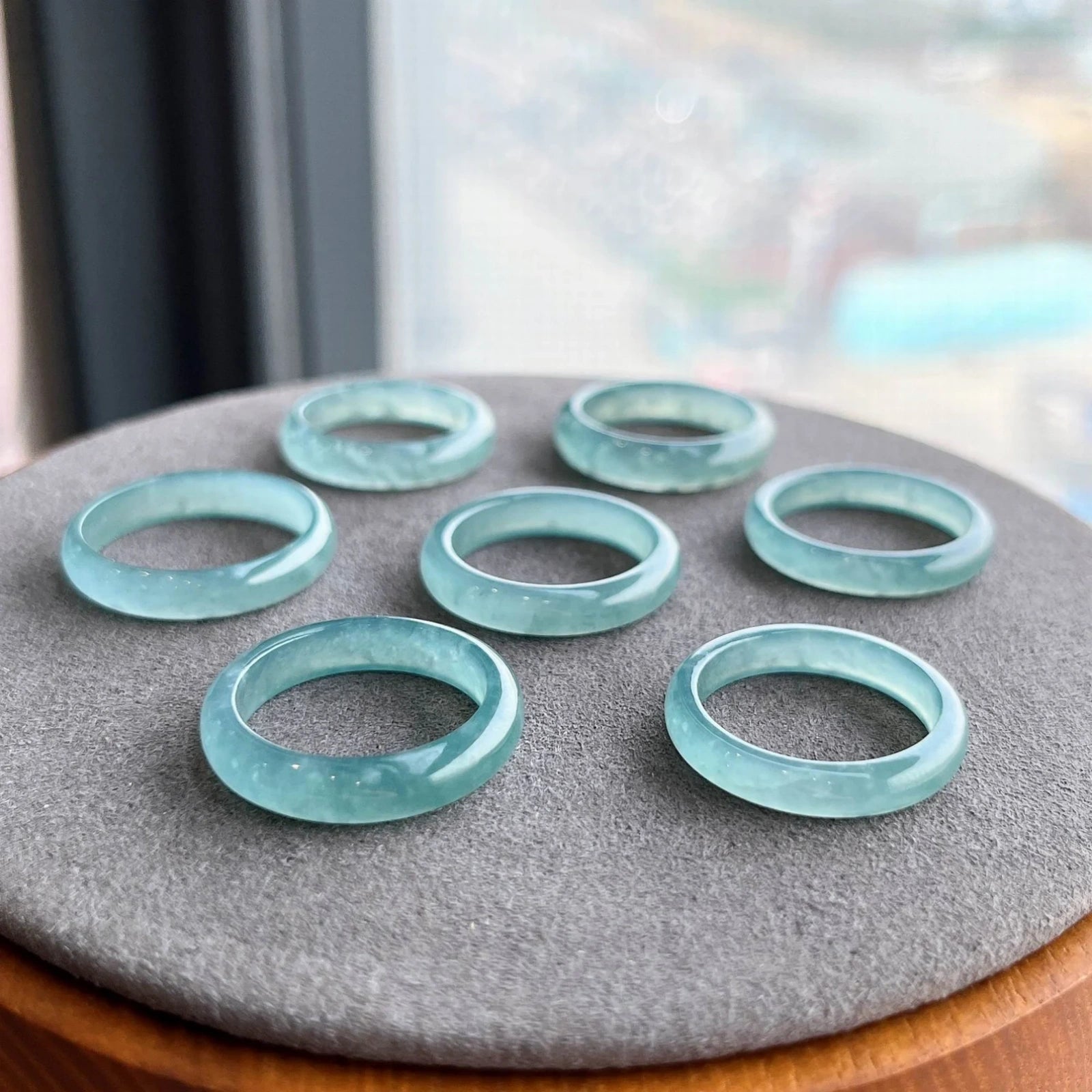 Natural Grade A Jade Blue Water Ring