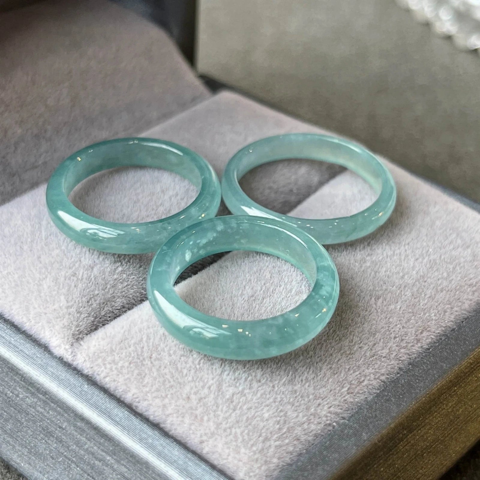 Natural Grade A Jade Blue Water Ring