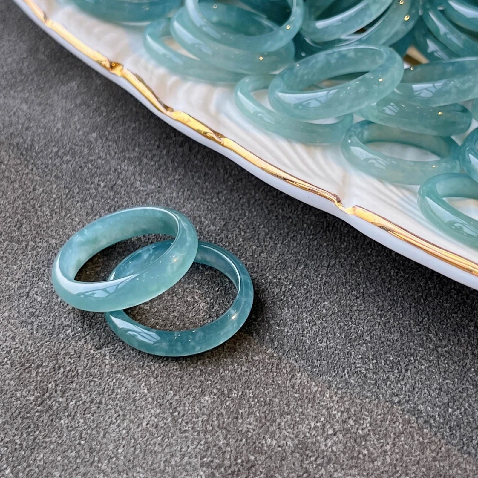 Natural Grade A Jade Blue Water Ring